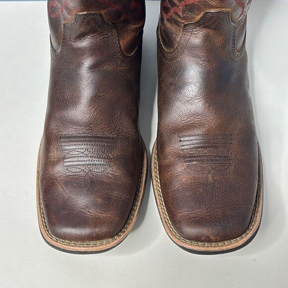 Ariat Quickdraw Square Toe Brown Leather Cowboy Boots 10004853 Sz 5 - Picture 4 of 8